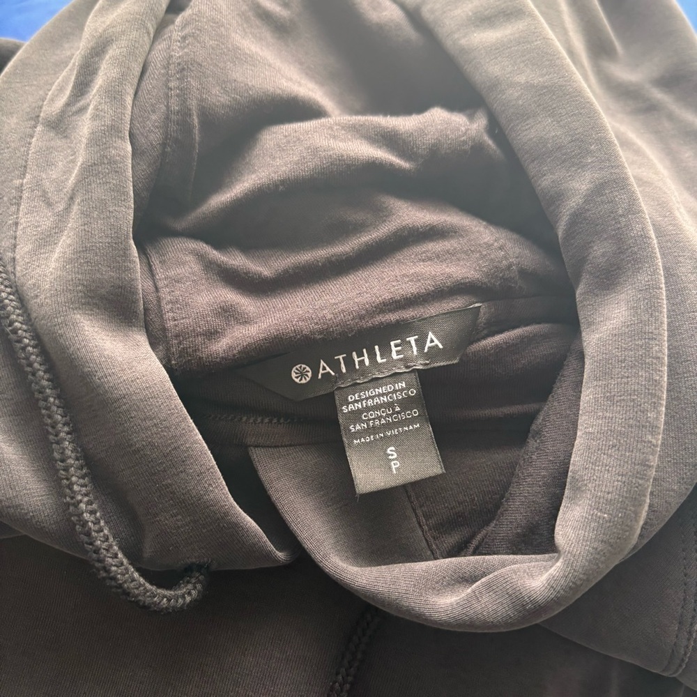Athleta Women's Size Small Gray Bubble Hem Hoodie Sweater - Picture 3 of 4